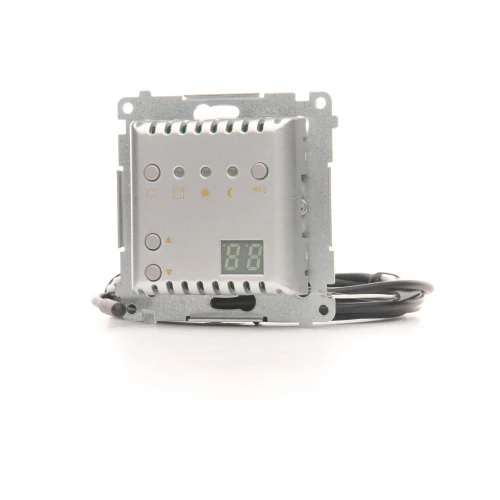 Regulator temperatury z wyświetlaczem z czujnikiem zewnętrznym (sonda) Simon 54 DTRNSZ.01/43 Kontakt-Simon srebrny mat, metalizowany