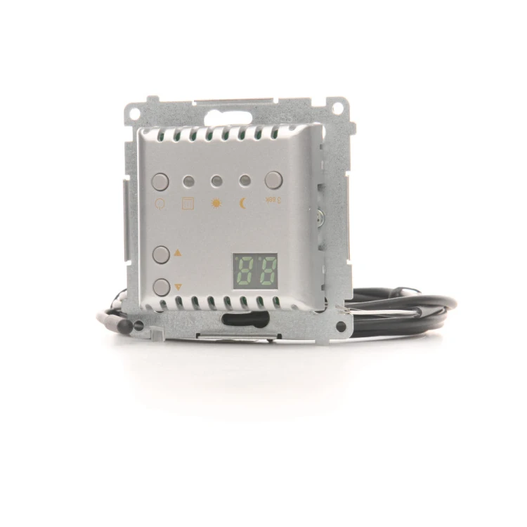 Regulator temperatury z wyświetlaczem z czujnikiem zewnętrznym (sonda) Simon 54 DTRNSZ.01/43 Kontakt-Simon srebrny mat, metalizowany