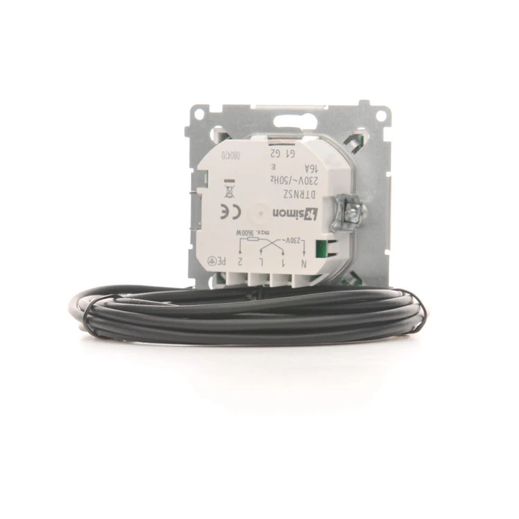 Regulator temperatury z wyświetlaczem z czujnikiem zewnętrznym (sonda) Simon 54 DTRNSZ.01/43 Kontakt-Simon srebrny mat, metalizowany