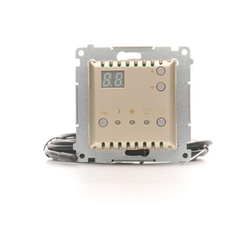 Regulator temperatury z wyświetlaczem z czujnikiem zewnętrznym (sonda) Simon 54 DTRNSZ.01/44 Kontakt-Simon złoty mat, metalizowany
