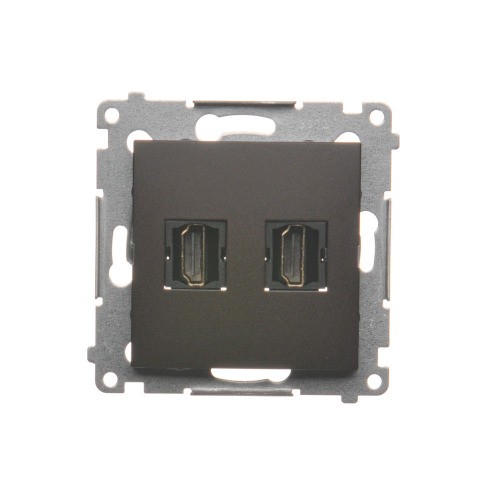Gniazdo HDMI podwójne Simon 54 DGHDMI2.01/46 Kontakt-Simon brąz mat, metalizowany