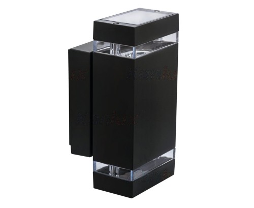 Lampa ogrodowa elewacyjna Kinkiet Zewnętrzny Nowoczesny BRUNO 2XGU10 D BLACK 04007 Struhm Ideus 2x GU10 IP54 aluminium metalowa na budynek dwustronna oświetlenie zewnętrzne matowy czarny