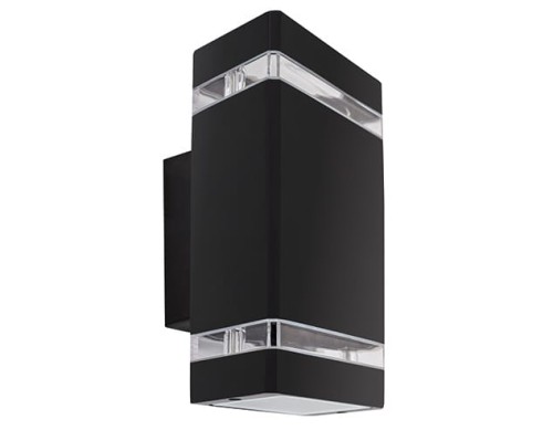 Lampa ogrodowa elewacyjna Kinkiet Zewnętrzny Nowoczesny BRUNO 2XGU10 D BLACK 04007 Struhm Ideus 2x GU10 IP54 aluminium metalowa na budynek dwustronna oświetlenie zewnętrzne matowy czarny