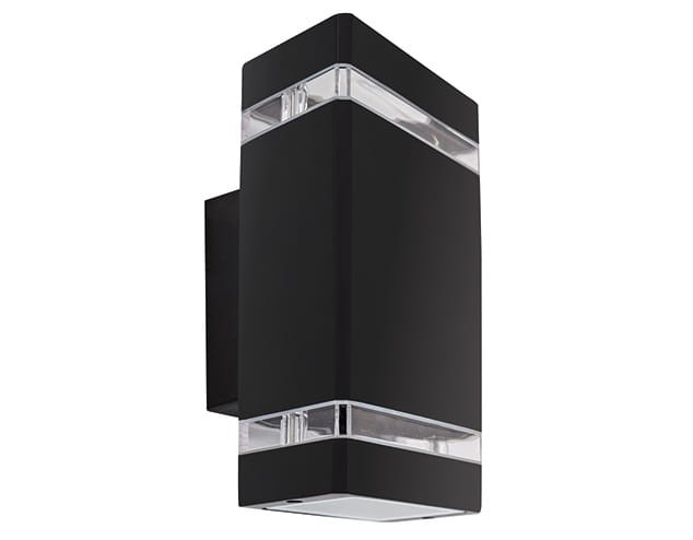 Lampa ogrodowa elewacyjna Kinkiet Zewnętrzny Nowoczesny BRUNO 2XGU10 D BLACK 04007 Struhm Ideus 2x GU10 IP54 aluminium metalowa na budynek dwustronna oświetlenie zewnętrzne matowy czarny