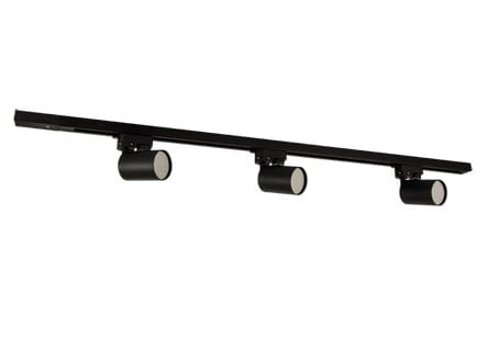 Szynoprzewód Szyna 1m Track z Lampami Reflektorami Zestaw SOFIA 3xGU10 BLACK 04033 Struhm Ideus Loft nowoczesna sufitowy ścienny oświetlenie szynowe listwa natynkowa 230V czarna czarny
