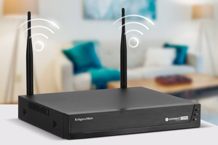 Zestaw do Monitoringu bezprzewodowy 4-kanałowy CCTV Wi-Fi Connect C200 KM2240 Kruger&Matz 4 kamery IP Tuya SMART rejestrator system bezprzewodowego