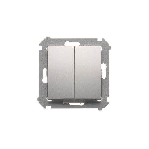 Łącznik schodowy podwójny z podświetleniem LED, bez piktogramu Simon 54 DW6/2L.01/X/43 Kontakt-Simon srebrny mat, metalizowany