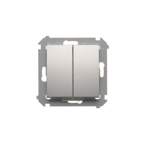 Łącznik schodowy podwójny z podświetleniem LED, bez piktogramu Simon 54 DW6/2L.01/X/43 Kontakt-Simon srebrny mat, metalizowany