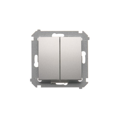 Łącznik schodowy podwójny z podświetleniem LED, bez piktogramu Simon 54 DW6/2L.01/X/43 Kontakt-Simon srebrny mat, metalizowany