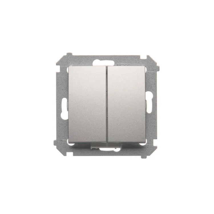 Łącznik schodowy podwójny z podświetleniem LED, bez piktogramu Simon 54 DW6/2L.01/X/43 Kontakt-Simon srebrny mat, metalizowany