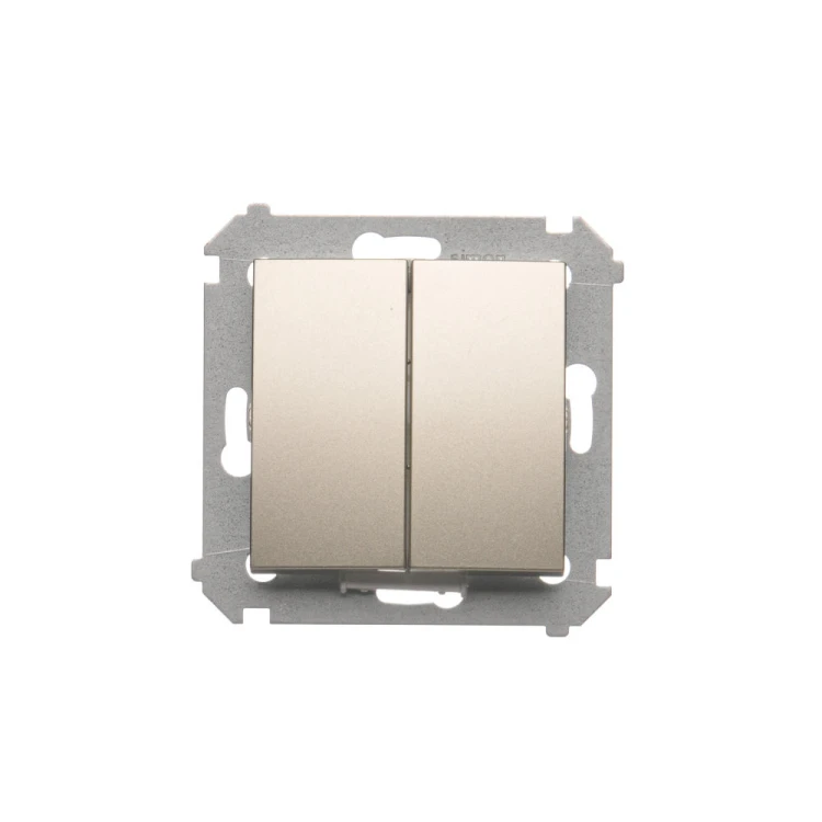 Łącznik schodowy podwójny z podświetleniem LED, bez piktogramu Simon 54 DW6/2L.01/X/44 Kontakt-Simon złoty mat, metalizowany