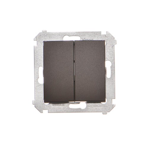 Łącznik schodowy podwójny z podświetleniem LED, bez piktogramu Simon 54 DW6/2L.01/X/46 Kontakt-Simon brąz mat, metalizowany