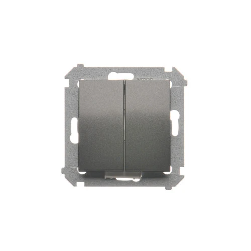Łącznik schodowy podwójny z podświetleniem LED, bez piktogramu Simon 54 DW6/2L.01/X/48 Kontakt-Simon antracyt, metalizowany