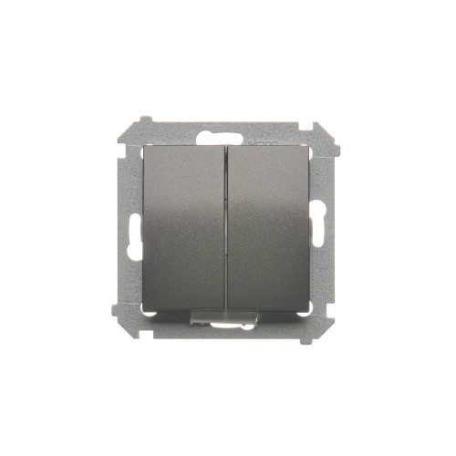Łącznik schodowy podwójny z podświetleniem LED, bez piktogramu Simon 54 DW6/2L.01/X/48 Kontakt-Simon antracyt, metalizowany