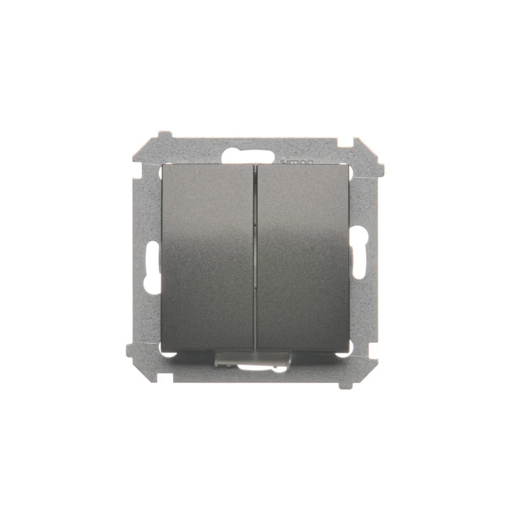 Łącznik schodowy podwójny z podświetleniem LED, bez piktogramu Simon 54 DW6/2L.01/X/48 Kontakt-Simon antracyt, metalizowany