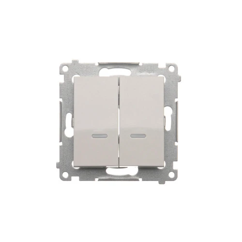 Łącznik krzyżowy podwójny z podświetleniem LED, bez piktogramu Simon 54 DW7/2L.01/X/11 Kontakt-Simon biały