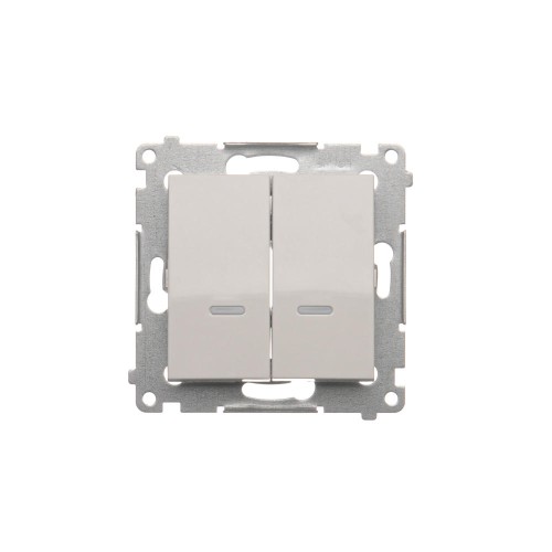 Łącznik krzyżowy podwójny z podświetleniem LED, bez piktogramu Simon 54 DW7/2L.01/X/11 Kontakt-Simon biały