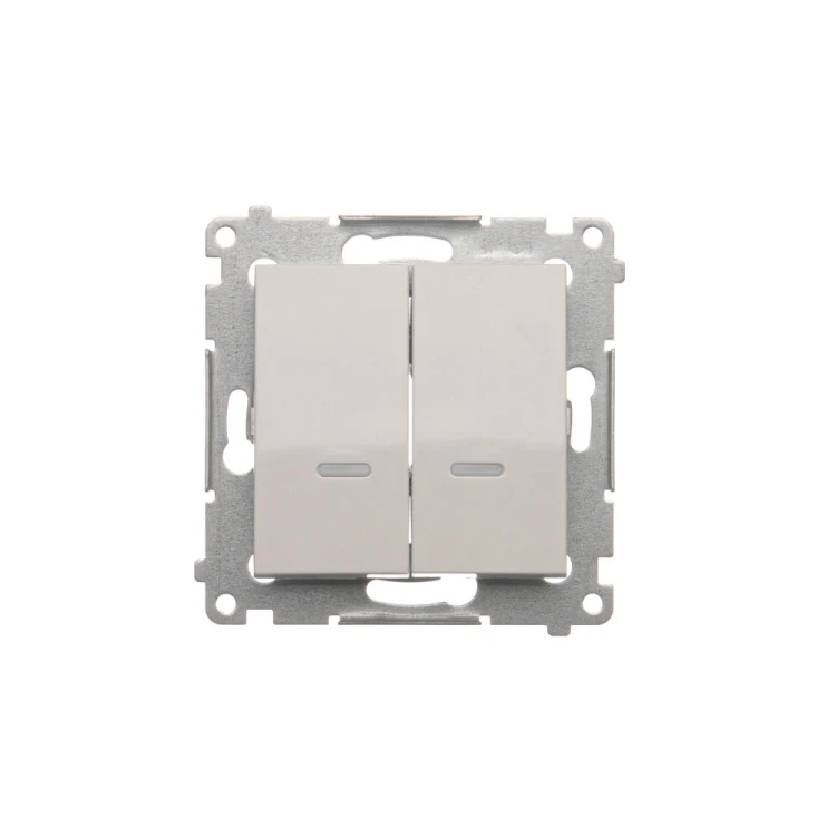 Łącznik krzyżowy podwójny z podświetleniem LED, bez piktogramu Simon 54 DW7/2L.01/X/11 Kontakt-Simon biały