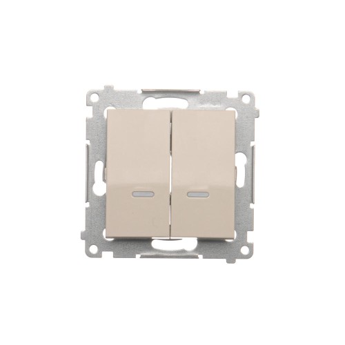 Łącznik krzyżowy podwójny z podświetleniem LED, bez piktogramu Simon 54 DW7/2L.01/X/41 Kontakt-Simon kremowy