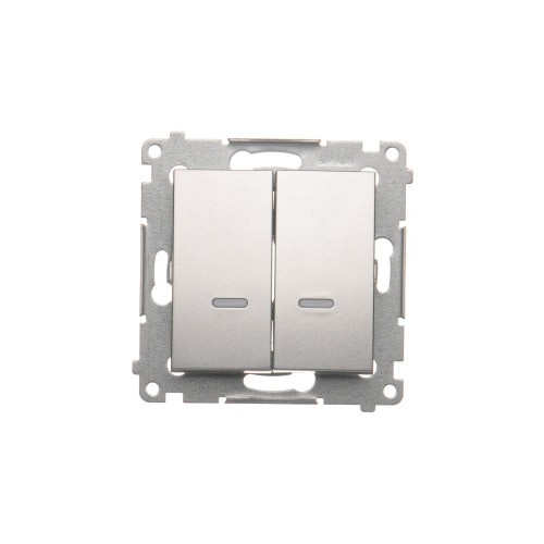 Łącznik krzyżowy podwójny z podświetleniem LED, bez piktogramu Simon 54 DW7/2L.01/X/43 Kontakt-Simon srebrny mat, metalizowany