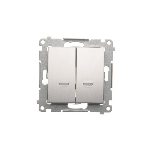 Łącznik krzyżowy podwójny z podświetleniem LED, bez piktogramu Simon 54 DW7/2L.01/X/43 Kontakt-Simon srebrny mat, metalizowany