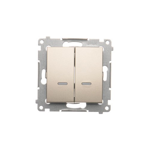 Łącznik krzyżowy podwójny z podświetleniem LED, bez piktogramu Simon 54 DW7/2L.01/X/44 Kontakt-Simon złoty mat, metalizowany