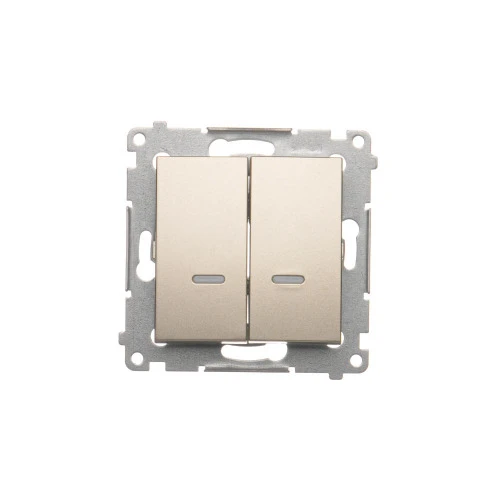 Łącznik krzyżowy podwójny z podświetleniem LED, bez piktogramu Simon 54 DW7/2L.01/X/44 Kontakt-Simon złoty mat, metalizowany