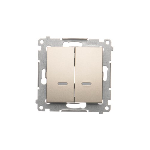 Łącznik krzyżowy podwójny z podświetleniem LED, bez piktogramu Simon 54 DW7/2L.01/X/44 Kontakt-Simon złoty mat, metalizowany