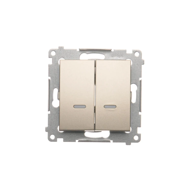Łącznik krzyżowy podwójny z podświetleniem LED, bez piktogramu Simon 54 DW7/2L.01/X/44 Kontakt-Simon złoty mat, metalizowany