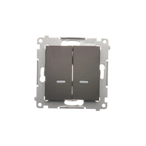 Łącznik krzyżowy podwójny z podświetleniem LED, bez piktogramu Simon 54 DW7/2L.01/X/46 Kontakt-Simon brąz mat, metalizowany