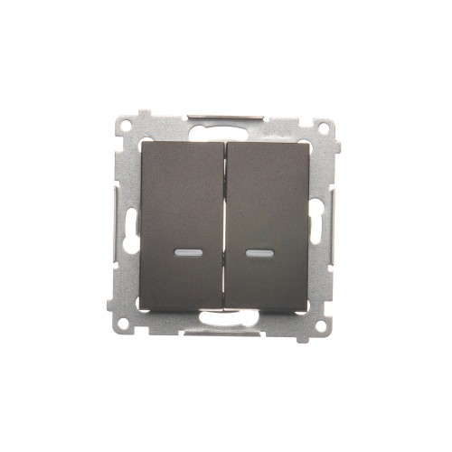 Łącznik krzyżowy podwójny z podświetleniem LED, bez piktogramu Simon 54 DW7/2L.01/X/46 Kontakt-Simon brąz mat, metalizowany