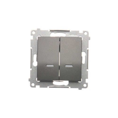 Łącznik krzyżowy podwójny z podświetleniem LED, bez piktogramu Simon 54 DW7/2L.01/X/48 Kontakt-Simon antracyt, metalizowany