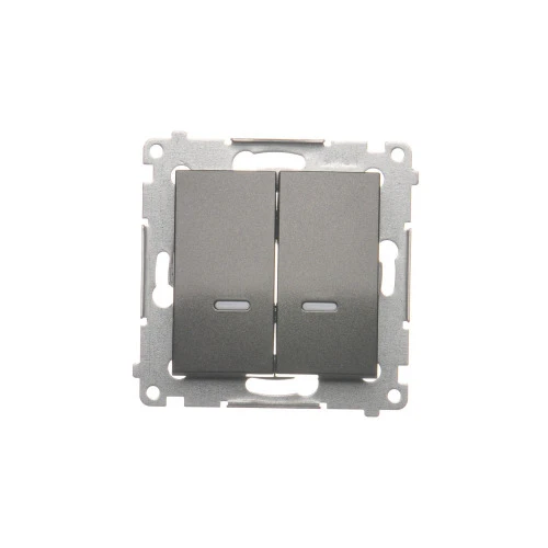Łącznik krzyżowy podwójny z podświetleniem LED, bez piktogramu Simon 54 DW7/2L.01/X/48 Kontakt-Simon antracyt, metalizowany