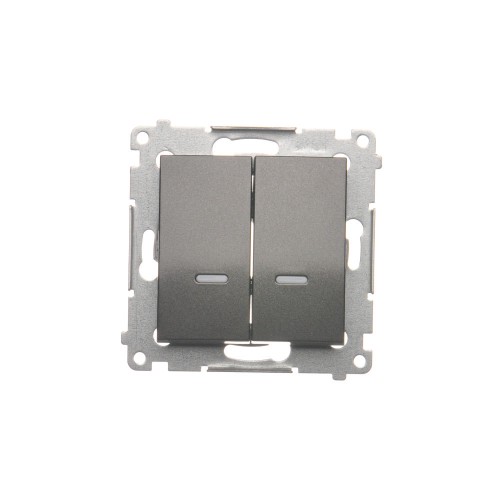 Łącznik krzyżowy podwójny z podświetleniem LED, bez piktogramu Simon 54 DW7/2L.01/X/48 Kontakt-Simon antracyt, metalizowany