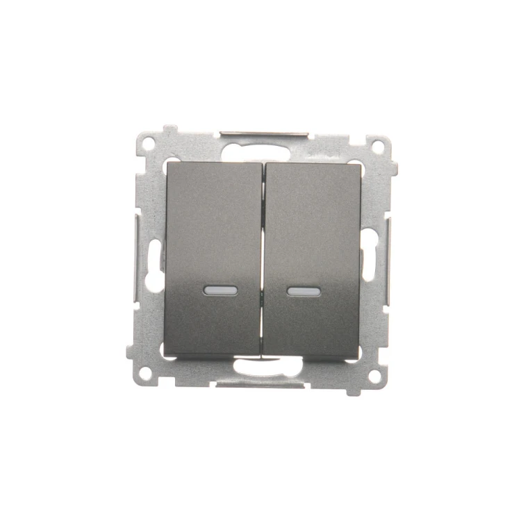 Łącznik krzyżowy podwójny z podświetleniem LED, bez piktogramu Simon 54 DW7/2L.01/X/48 Kontakt-Simon antracyt, metalizowany