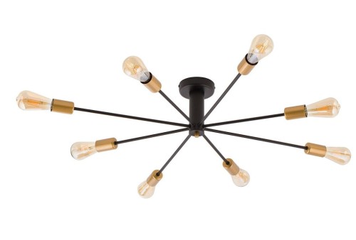 Lampa sufitowa wisząca Industrialna Loft MILL VIII 9135 NOWODVORSKI Lighting 8xE27 nowoczesna oprawa oświetleniowa żyrandol metalowa czarno-złota czarna mosiądz Inspiracje Premium