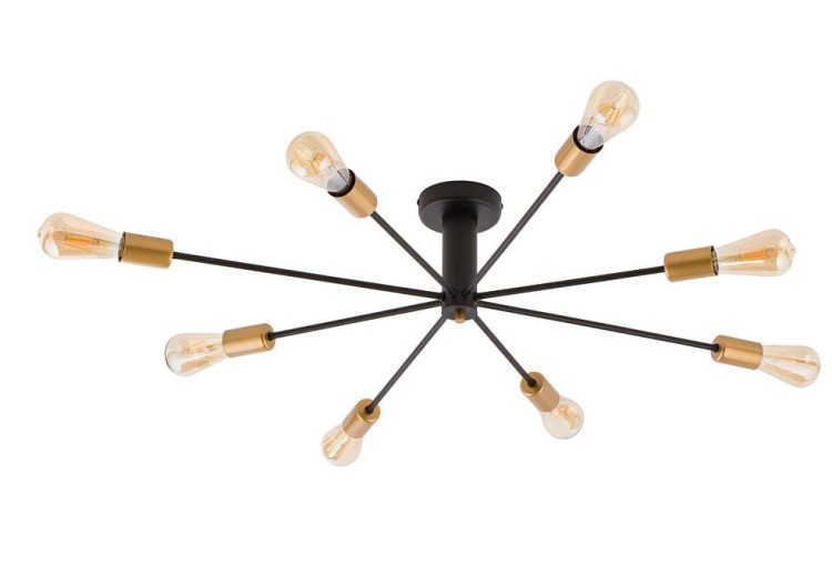 Lampa sufitowa wisząca Industrialna Loft MILL VIII 9135 NOWODVORSKI Lighting 8xE27 nowoczesna oprawa oświetleniowa żyrandol metalowa czarno-złota czarna mosiądz Inspiracje Premium