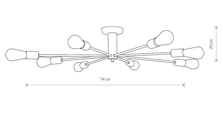 Lampa sufitowa wisząca Industrialna Loft MILL VIII 9135 NOWODVORSKI Lighting 8xE27 nowoczesna oprawa oświetleniowa żyrandol metalowa czarno-złota czarna mosiądz Inspiracje Premium