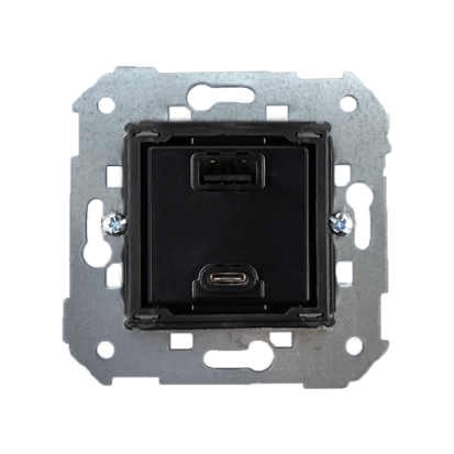 Ładowarka podwójna USB typ A+C (moduł), 230V AC / 5V DC, ?3.1A QUICK CHARGE Simon 82 7511296-039 Kontakt-Simon czarny