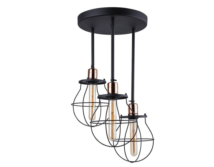 Lampa sufitowa Industrialna Loft MANUFACTURE III 9740 NOWODVORSKI Lighting 3xE27 nowoczesna oprawa oświetleniowa żyrandol metalowy czarny miedziany czarna Inspiracje Premium
