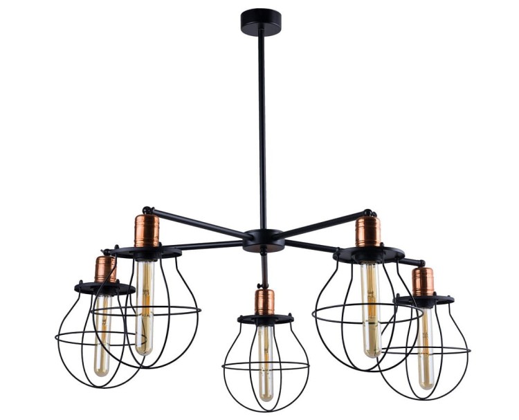 Lampa sufitowa Industrialna Loft MANUFACTURE V 9738 NOWODVORSKI Lighting 5xE27 nowoczesna oprawa oświetleniowa żyrandol metalowy czarny miedziany czarna Inspiracje Premium