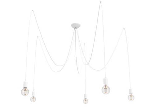 Lampa sufitowa wisząca Industrialna Loft SPIDER V WHITE 9744 NOWODVORSKI Lighting 5xE27 nowoczesna oprawa oświetleniowa żyrandol metalowy pająk biały biała zwis Inspiracje Premium