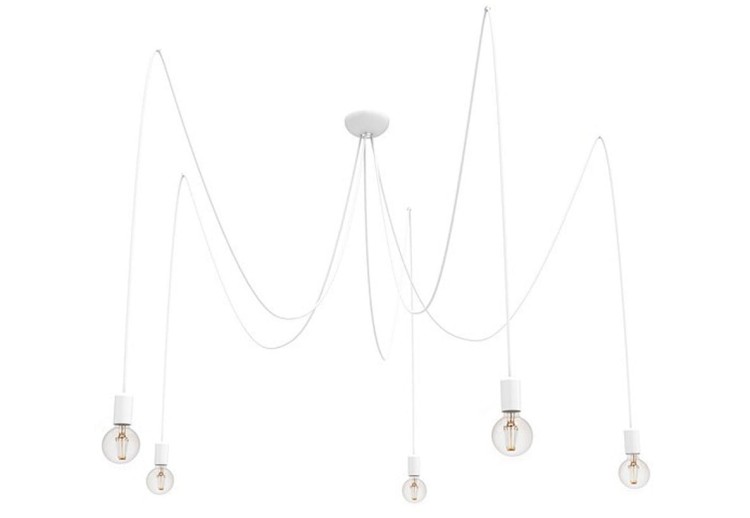 Lampa sufitowa wisząca Industrialna Loft SPIDER V WHITE 9744 NOWODVORSKI Lighting 5xE27 nowoczesna oprawa oświetleniowa żyrandol metalowy pająk biały biała zwis Inspiracje Premium