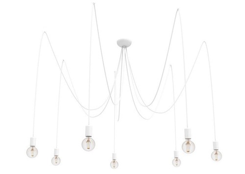 Lampa sufitowa wisząca Industrialna Loft SPIDER VII WHITE 9743 NOWODVORSKI Lighting 7xE27 nowoczesna oprawa oświetleniowa żyrandol metalowy pająk biały biała zwis Inspiracje Premium