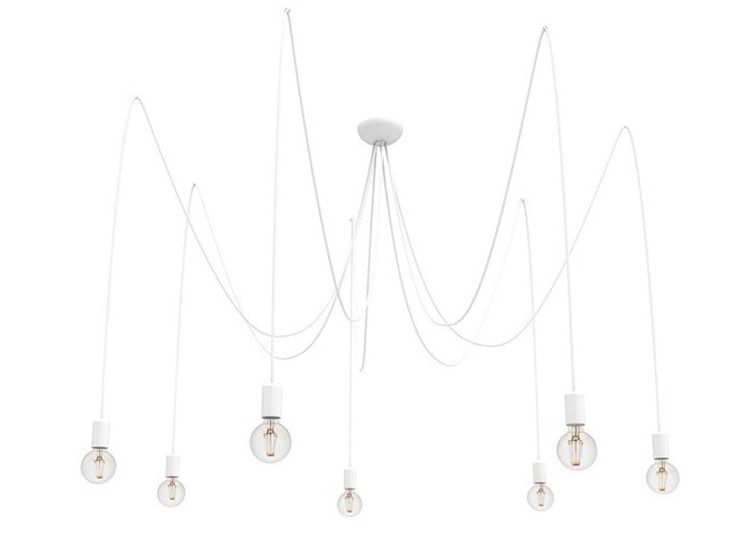 Lampa sufitowa wisząca Industrialna Loft SPIDER VII WHITE 9743 NOWODVORSKI Lighting 7xE27 nowoczesna oprawa oświetleniowa żyrandol metalowy pająk biały biała zwis Inspiracje Premium