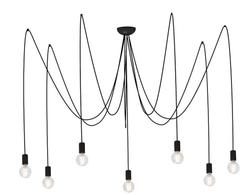 Lampa sufitowa wisząca Industrialna Loft SPIDER VII BLACK 6785 NOWODVORSKI Lighting 7xE27 nowoczesna oprawa oświetleniowa żyrandol metalowy pająk czarny czarna zwis Inspiracje Premium