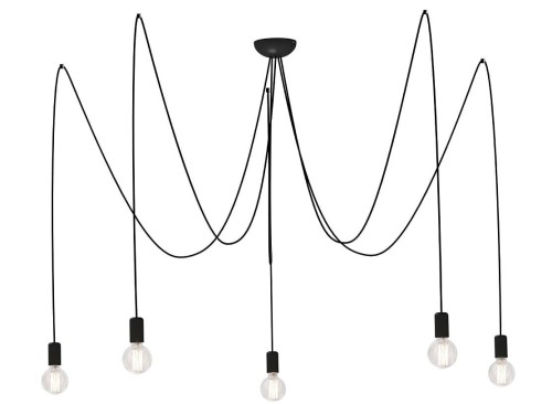 Lampa sufitowa wisząca Industrialna Loft SPIDER V BLACK 6788 NOWODVORSKI Lighting 5xE27 nowoczesna oprawa oświetleniowa żyrandol metalowy pająk czarny czarna zwis Inspiracje Premium
