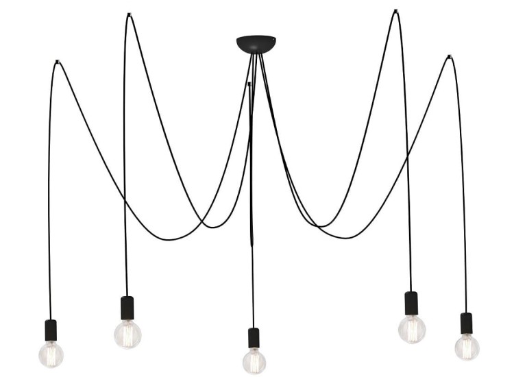 Lampa sufitowa wisząca Industrialna Loft SPIDER V BLACK 6788 NOWODVORSKI Lighting 5xE27 nowoczesna oprawa oświetleniowa żyrandol metalowy pająk czarny czarna zwis Inspiracje Premium
