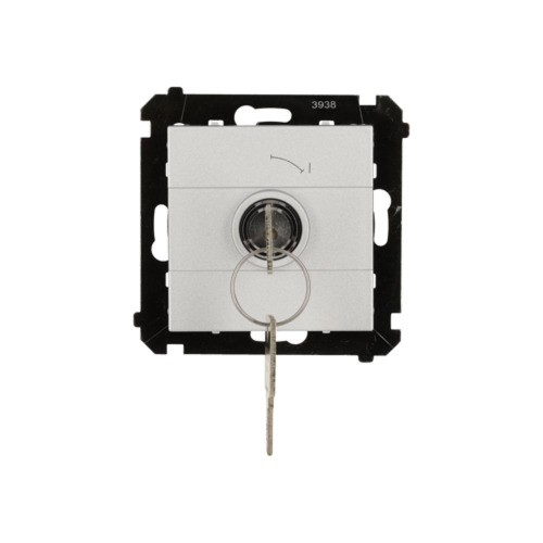Łącznik na kluczyk jednobiegunowy - 2 pozycyjny „0-I” Simon 55 TW1K.01/143 Kontakt-Simon aluminium mat