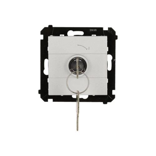 Łącznik na kluczyk jednobiegunowy - 2 pozycyjny „0-I” Simon 55 TW1K.01/143 Kontakt-Simon aluminium mat